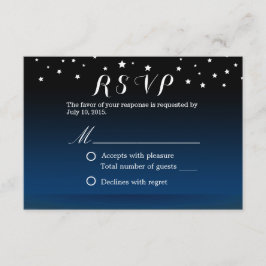 Elegant Blue Starry Night Wedding RSVP Karte