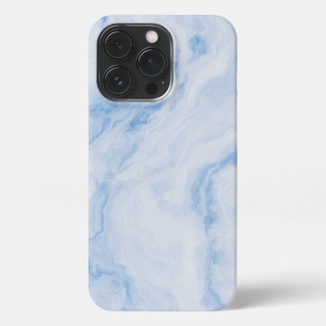  Elegant Blue Stone Marble Pattern iPhone 13 Pro Hülle (Rückseite)