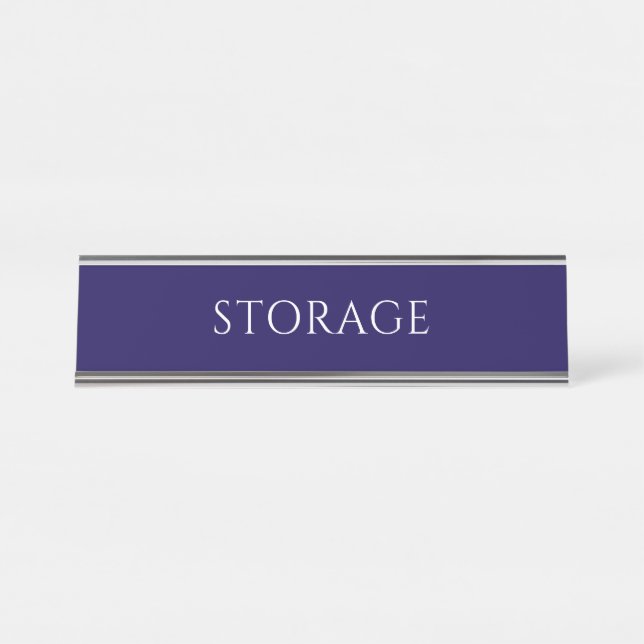 Elegant Blue Storage Room Name Plate Schreibtischnamensplakette (Vorderseite )