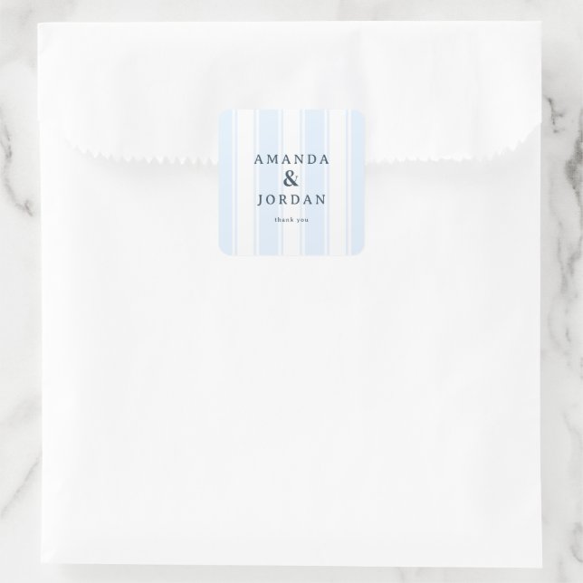 Elegant Blue Stripes Quadratischer Aufkleber (Tasche)