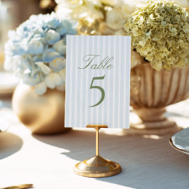 Elegant Blue Stripes Wedding Table Number Einladung