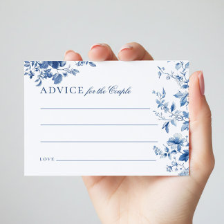 Elegant Blue Toile Chinoiserie Advice Cards RSVP Karte
