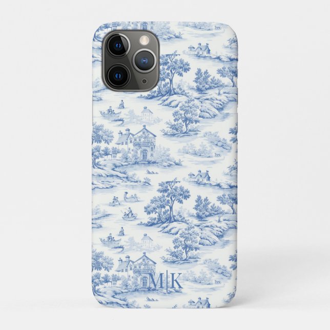 Elegant Blue Toile de Jouy French Pattern Case-Mate iPhone Hülle (Rückseite)