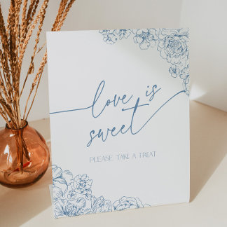 Elegant Blue Toile de Jouy Liebe ist Sweet Dessert Sockelschild