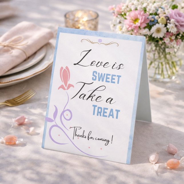 Elegant Blue Tullip Hochzeit Sockelschild (Von Creator hochgeladen)