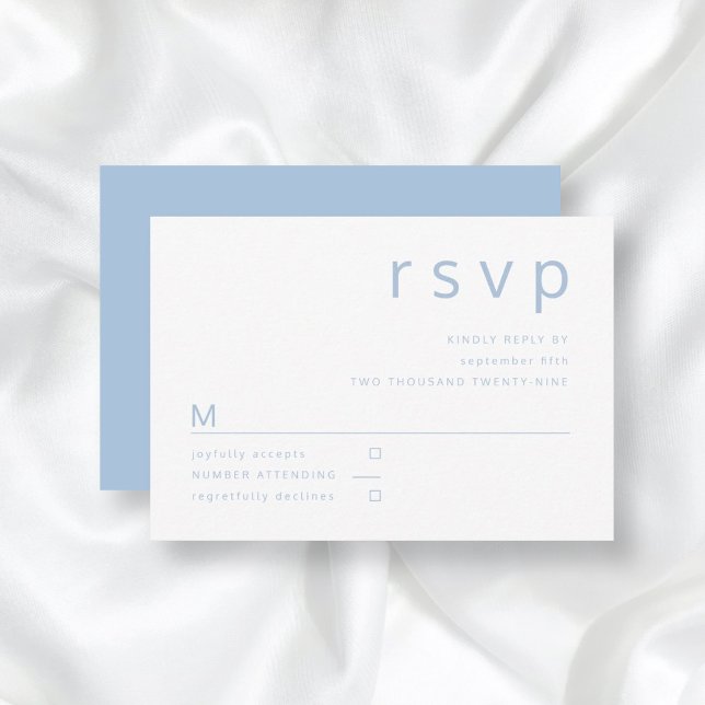 Elegant Blue Typografy Wedding RSVP Karte (Von Creator hochgeladen)