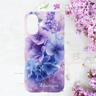 Elegant Blue und Lila floral iPhone 16 Fall iPhone 16 Hülle