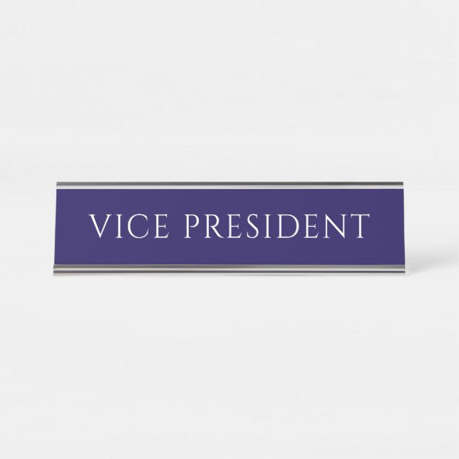 Elegant Blue Vice President Name Plate Schreibtischnamensplakette (Vorderseite )