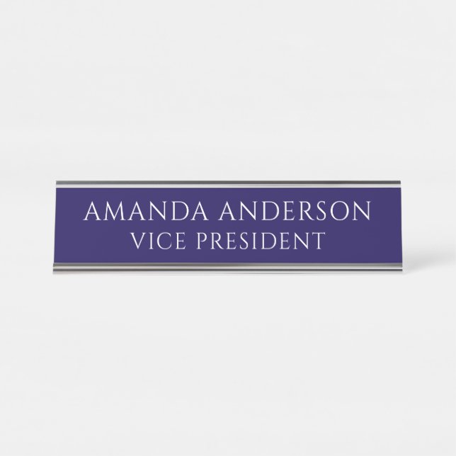 Elegant Blue Vice President Title Name Plate Schreibtischnamensplakette (Vorderseite )