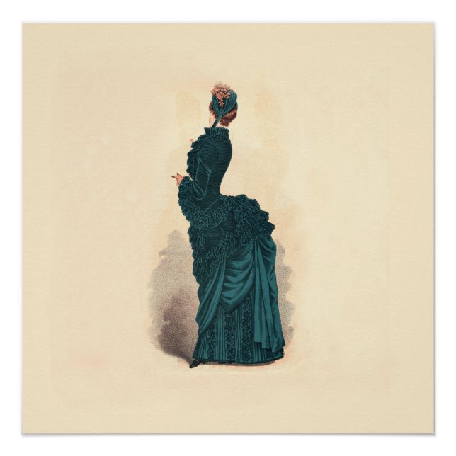 Elegant Blue Viktorianisch Dress Fashion Poster (Vorderseite)