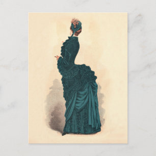 Elegant Blue Viktorianisch Dress Fashion Postkarte