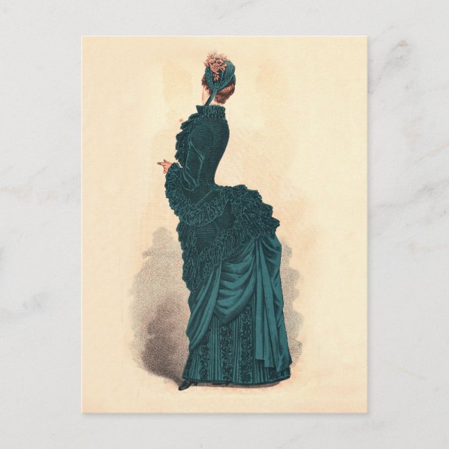 Elegant Blue Viktorianisch Dress Fashion Postkarte (Vorderseite)