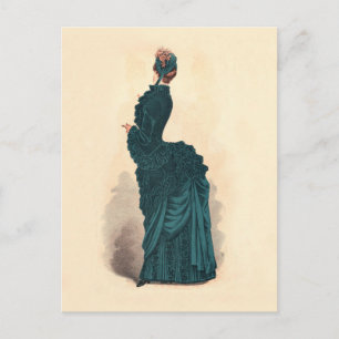 Elegant Blue Viktorianisch Dress Fashion Postkarte