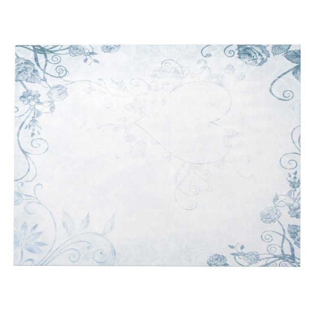 Elegant Blue Vintag Notizblock (Vorderseite)