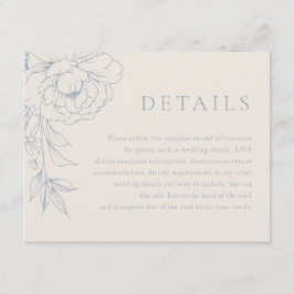Elegant Blue Vintage Floral Wedding Details Begleitkarte