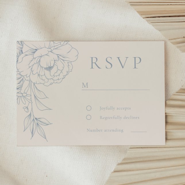 Elegant Blue Vintage Floral Wedding  RSVP Karte (Von Creator hochgeladen)