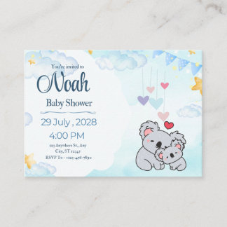 Elegant Blue Watercolor Baby Shower Invitation Begleitkarte