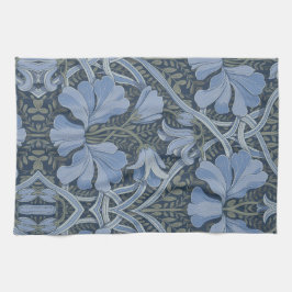 Elegant Blue Watercolor Floral Pattern Invitation Geschirrtuch