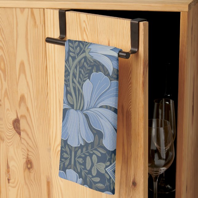 Elegant Blue Watercolor Floral Pattern Invitation Geschirrtuch (Drittel gefaltet)