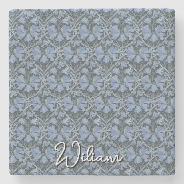 Elegant Blue Watercolor Floral Pattern Invitation Steinuntersetzer (Vorderseite)