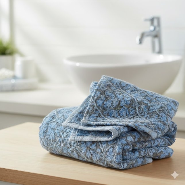 Elegant Blue Watercolor Floral Pattern Waschlappen (Von Creator hochgeladen)