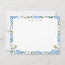 Elegant Blue Watercolor Hydrangea Personalized