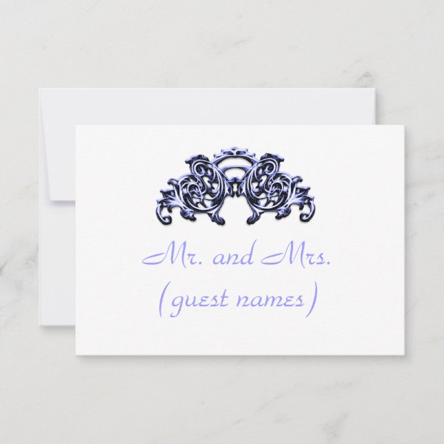 ELEGANT Blue WEDD ESCORT CARD Einladung (Vorderseite)