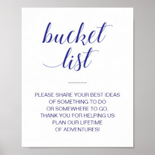 Elegant Blue Wedding Bucket List Ideen signieren Poster