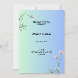 Elegant Blue Wedding Einladung