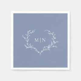 Elegant Blue Wedding Monogram Paper Napkin Serviette