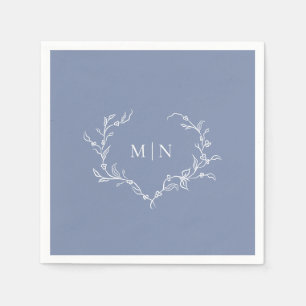 Elegant Blue Wedding Monogram Paper Napkin Serviette