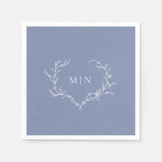 Elegant Blue Wedding Monogram Paper Napkin Serviette (Vorderseite)