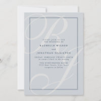 Elegant Blue Wedding Script Monogram
