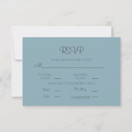 Elegant Blue Wedding Simple RSVP Card Karte