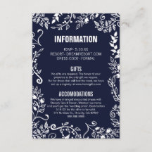 Elegant Blue White Floral Hochzeitsinformationen