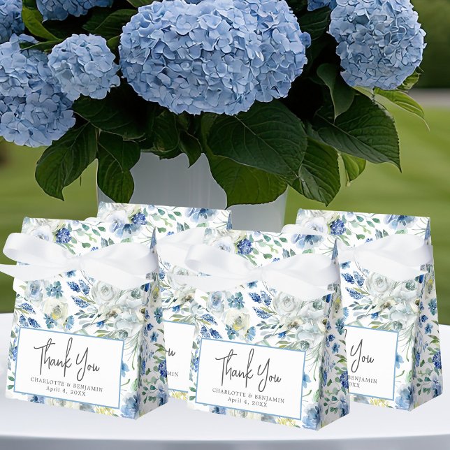 Elegant Blue White Floral Pattern Garden Hochzeit Geschenkschachtel (Von Creator hochgeladen)