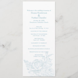 Élégant Blue White Floral Wedding Programme