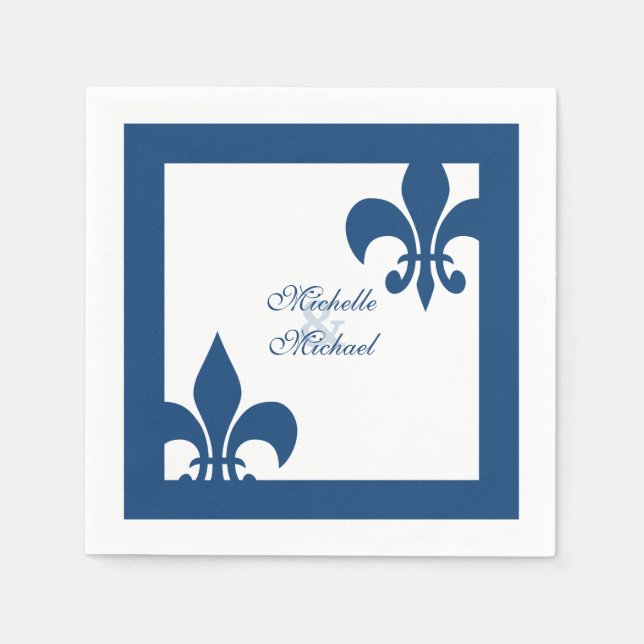 Elegant Blue White Lilie Wedding Serviette (Vorderseite)