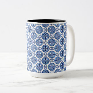Elegant blue& white Moroccan  pattern  Zweifarbige Tasse