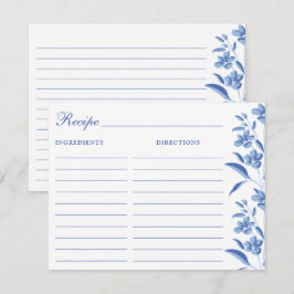 Elegant Blue & White Recipe Cards Mitteilungskarte