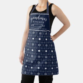 Elegant Blue White Scandinavian Christmas Oma Schürze