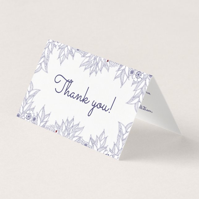 Elegant Blue White Wedding Vielen Dank (Vorderseite)