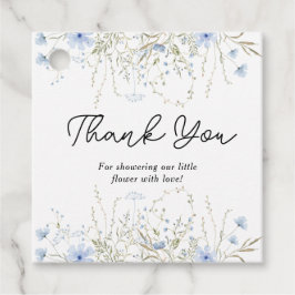 Elegant Blue Wildblume Little Girl Baby Shower Geschenkanhänger