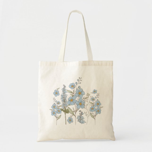 Elegant Blue Wildflower Botanical Illustration Tragetasche (Vorne)