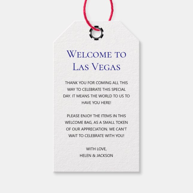 Elegant Blue Willkommen bei Las Vegas Wedding Will Geschenkanhänger (Vorderseite)