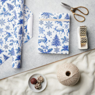 Elegant Blue Winter Wonderland Weihnachtsgeschenk Geschenkpapier