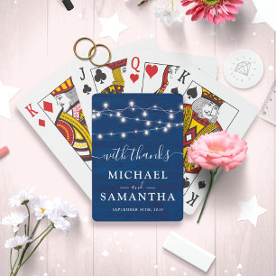 Elegant Blue Wood Rustic Gastgeschenk Hochzeit Vie Spielkarten