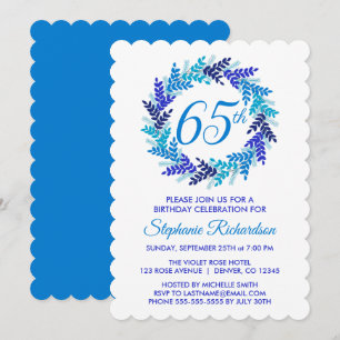 Elegant Blue Wreath 65. Einladung