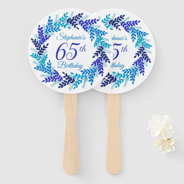 Elegant Blue Wreath 65. Fächer (Vorne und Hinten)