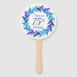 Elegant Blue Wreath 75. Geburtstag Fächer